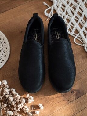 Clarks Cloudsteppers Breeze Bali Slip-On Black Textile Shoes Sz 7